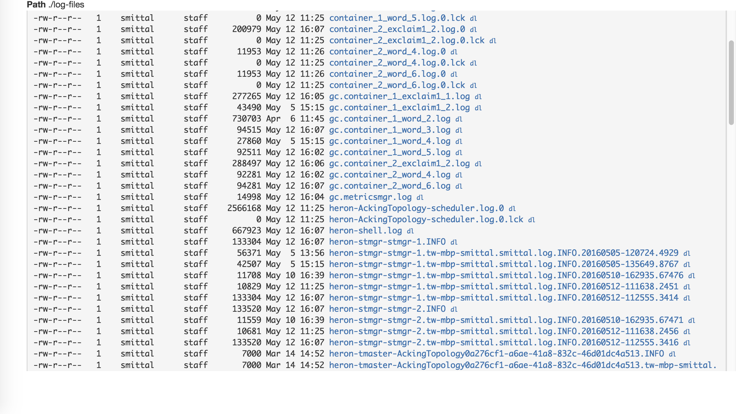 Jobpage logfiles